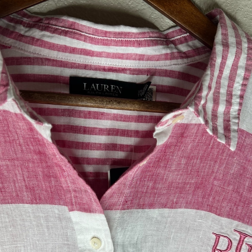 Lauren Ralph LRL Oversized Linen Buttoned Up Tunic Dress - Picture 13 of 13